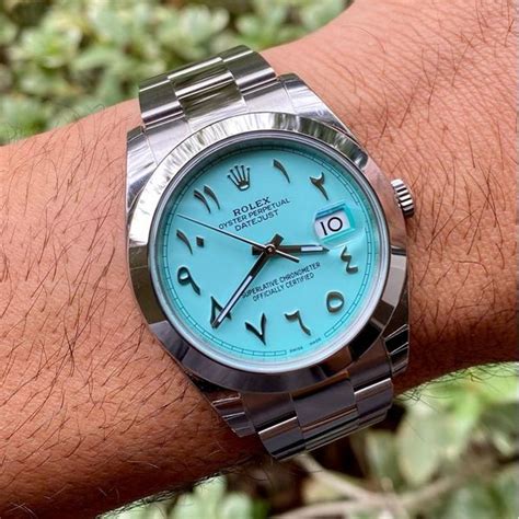 rolex datejust tiffany blue arabic dial|rolex 41mm tiffany blue.